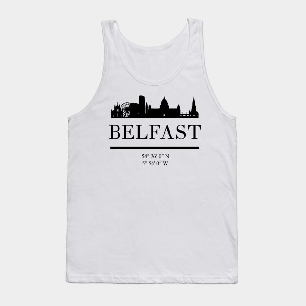 BELFAST NORTHERN IRELAND BLACK SILHOUETTE SKYLINE ART Tank Top by deificusArt